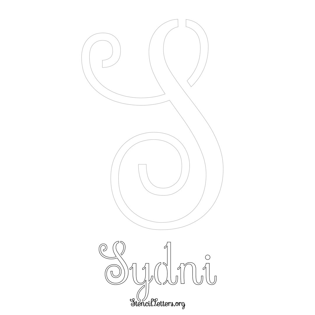 Sydni printable name initial stencil in Ornamental Cursive Lettering