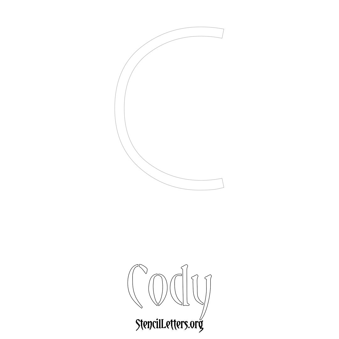 Cody printable name initial stencil in Simple Elegant Lettering