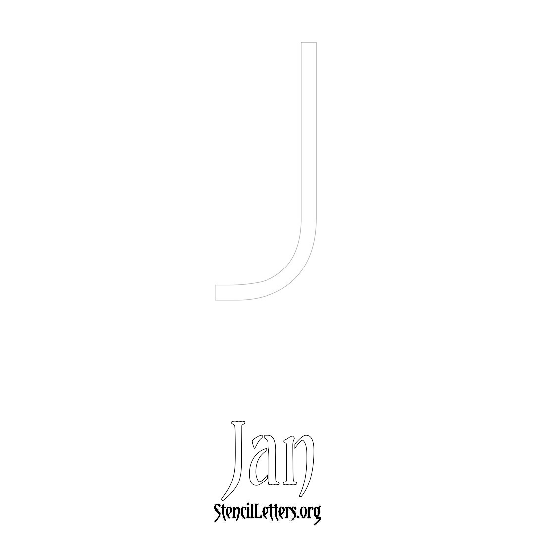 Jan printable name initial stencil in Simple Elegant Lettering
