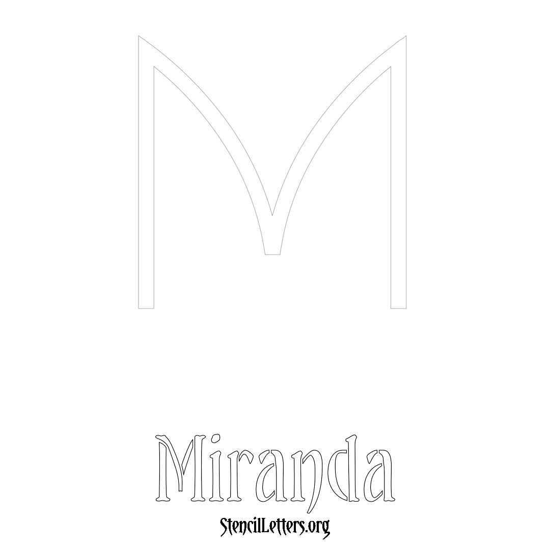Miranda printable name initial stencil in Simple Elegant Lettering