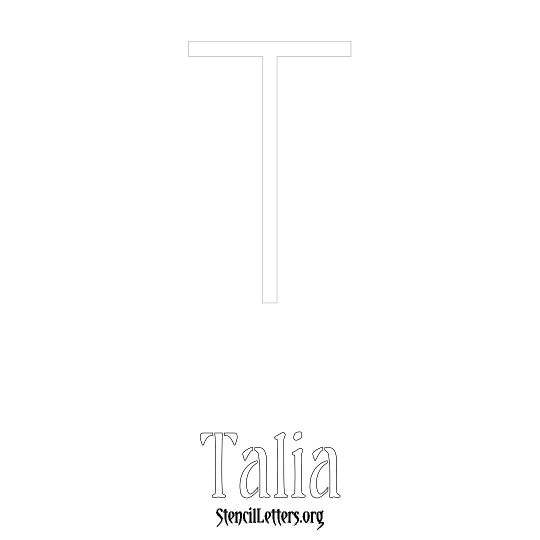 Talia printable name initial stencil in Simple Elegant Lettering