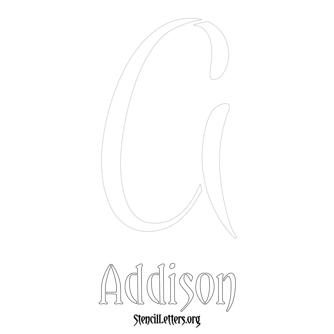 Addison printable name initial stencil in Vintage Brush Lettering