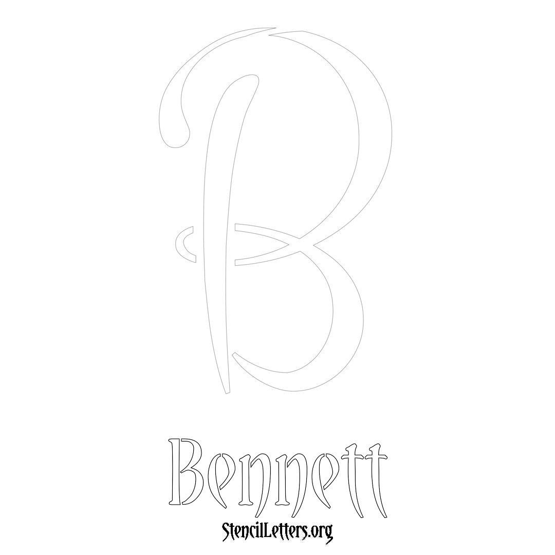 Bennett printable name initial stencil in Vintage Brush Lettering