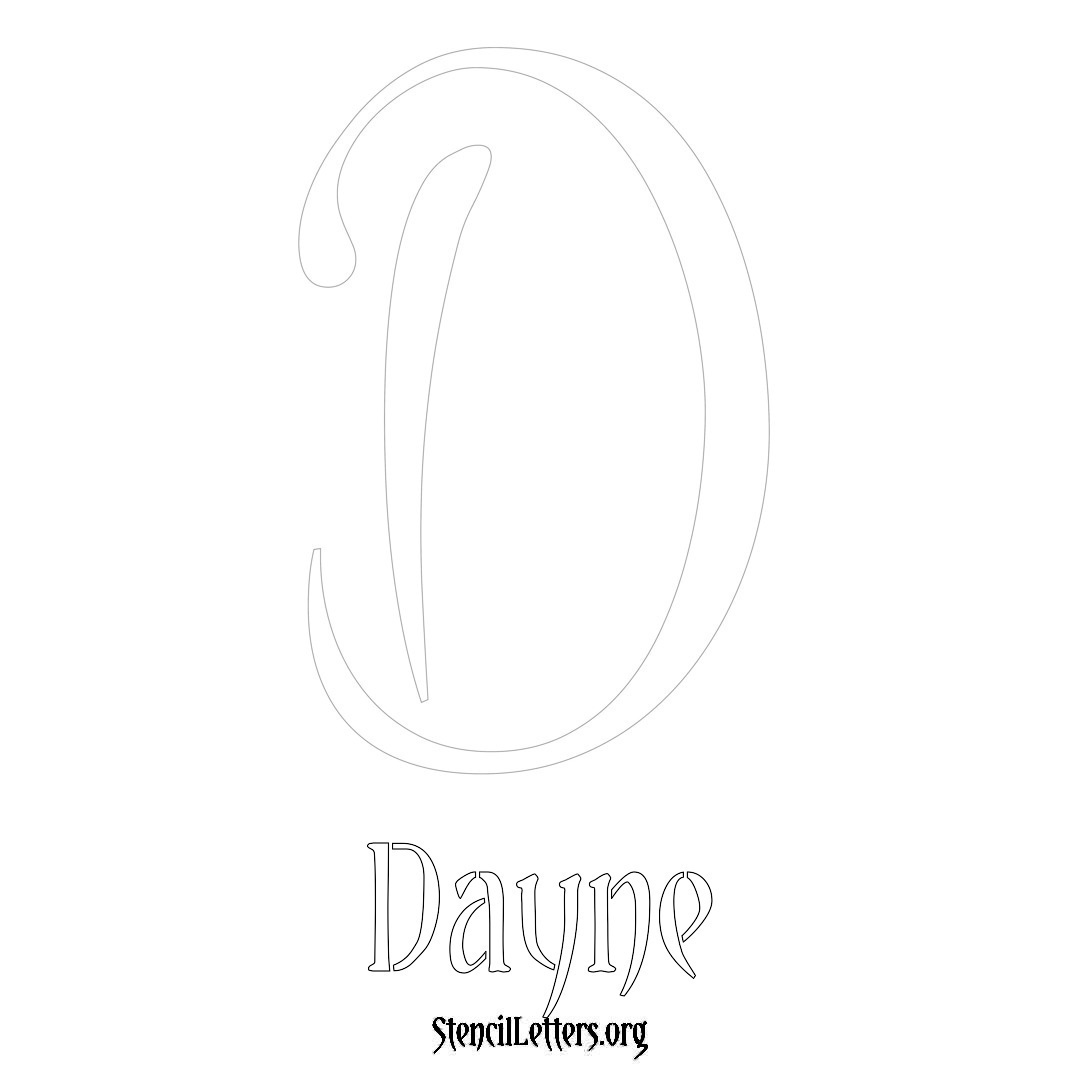 Dayne printable name initial stencil in Vintage Brush Lettering