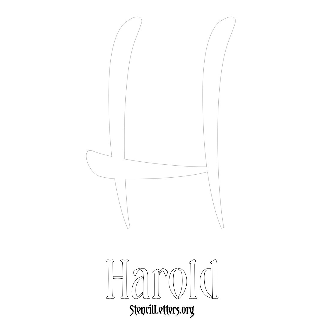 Harold printable name initial stencil in Vintage Brush Lettering