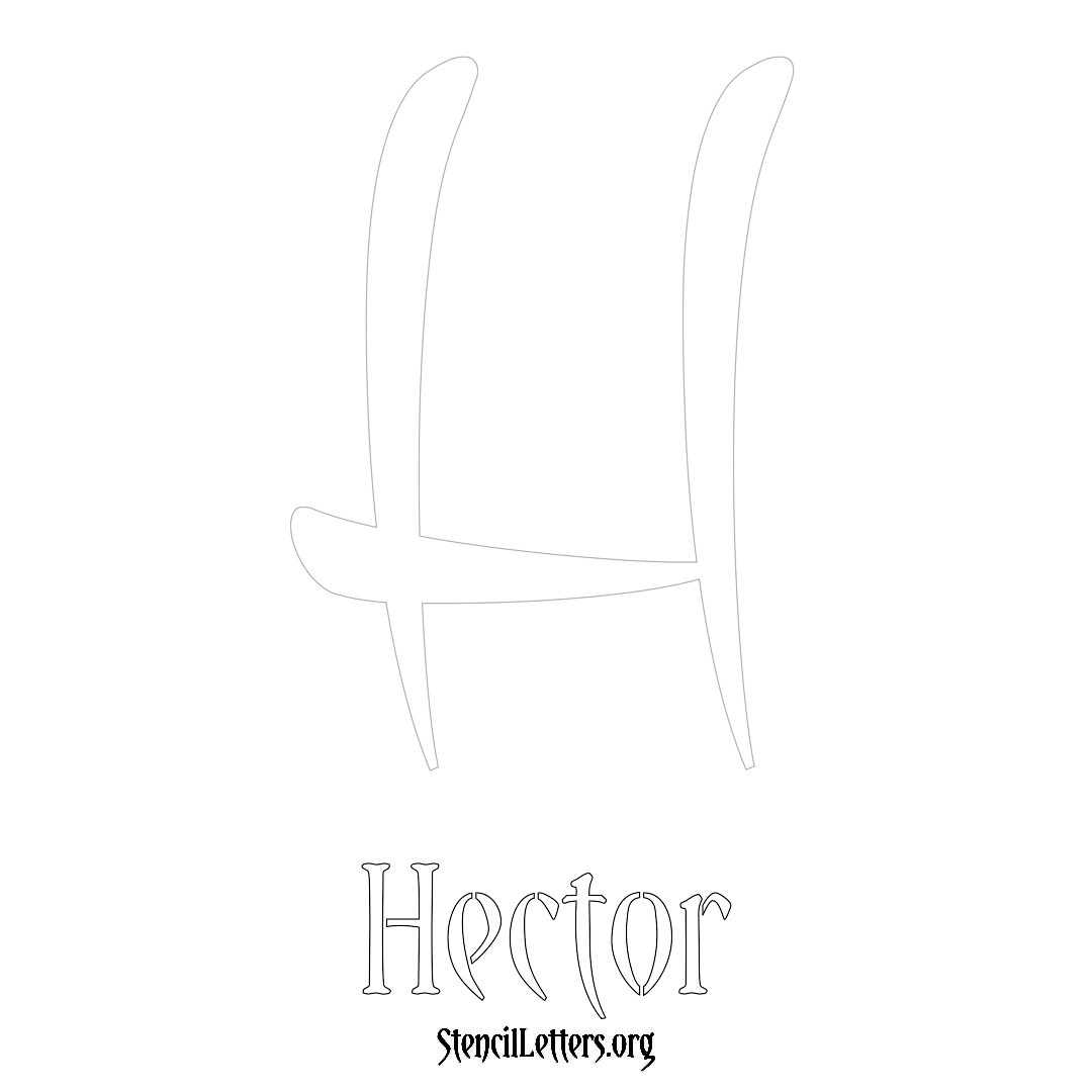 Hector printable name initial stencil in Vintage Brush Lettering