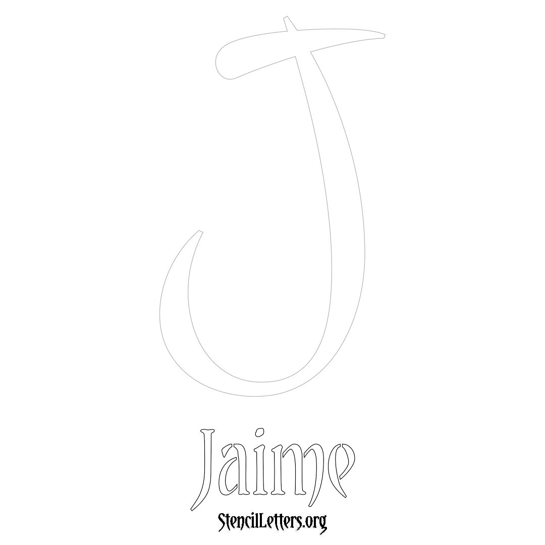 Jaime printable name initial stencil in Vintage Brush Lettering