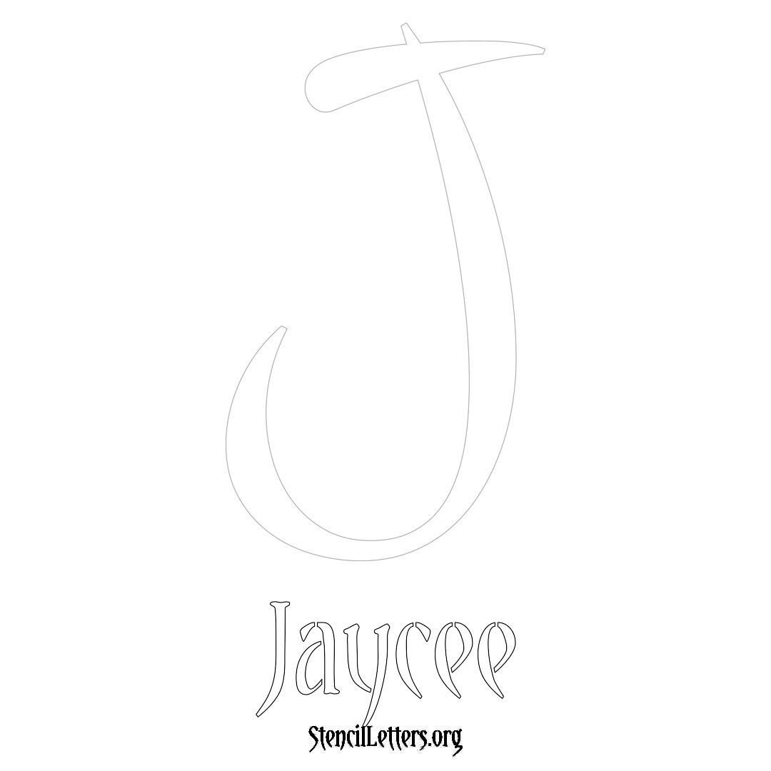 Jaycee printable name initial stencil in Vintage Brush Lettering