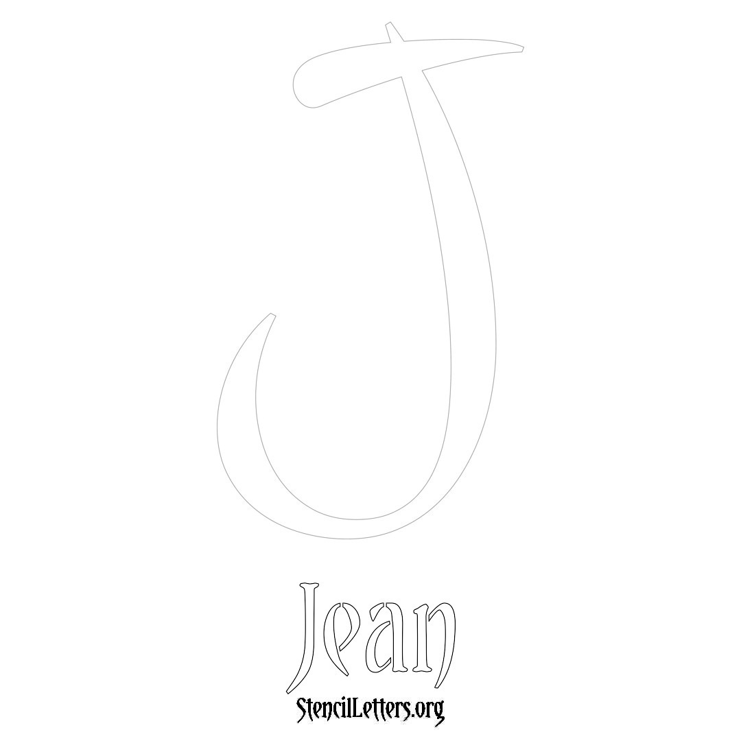 Jean printable name initial stencil in Vintage Brush Lettering