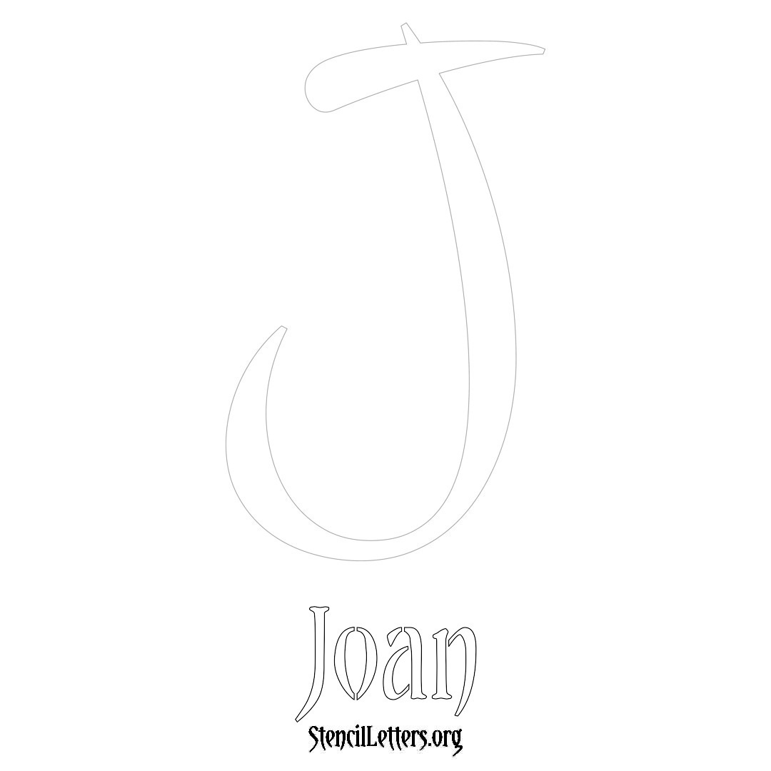 Joan printable name initial stencil in Vintage Brush Lettering
