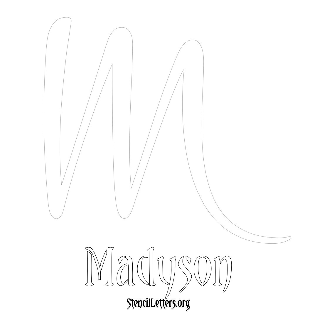 Madyson printable name initial stencil in Vintage Brush Lettering