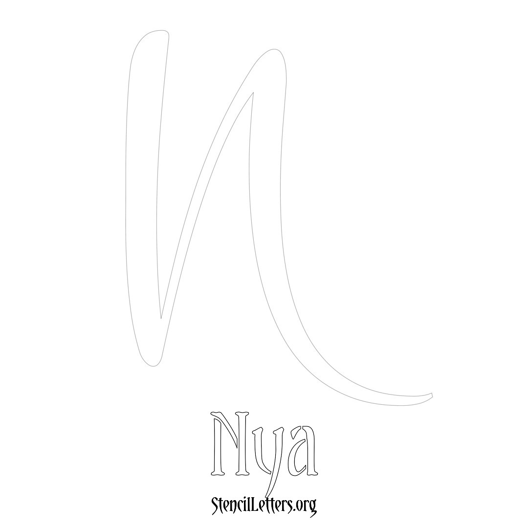 Nya printable name initial stencil in Vintage Brush Lettering
