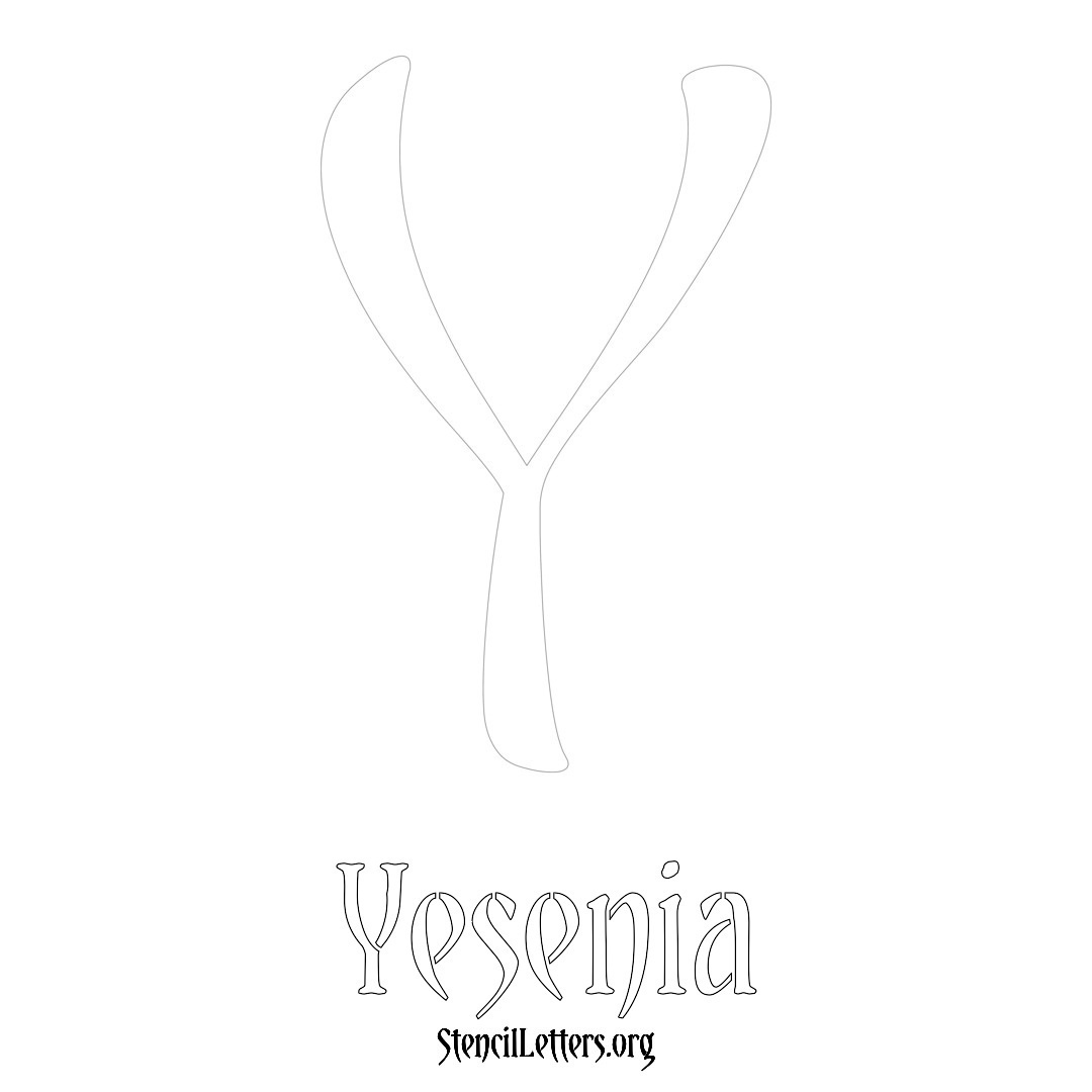 Yesenia printable name initial stencil in Vintage Brush Lettering